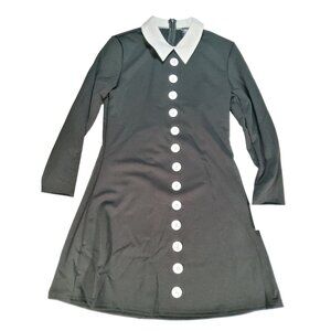 Women's The Addams Family Wednesday Addams Costume Dress With Tights Sz S Black